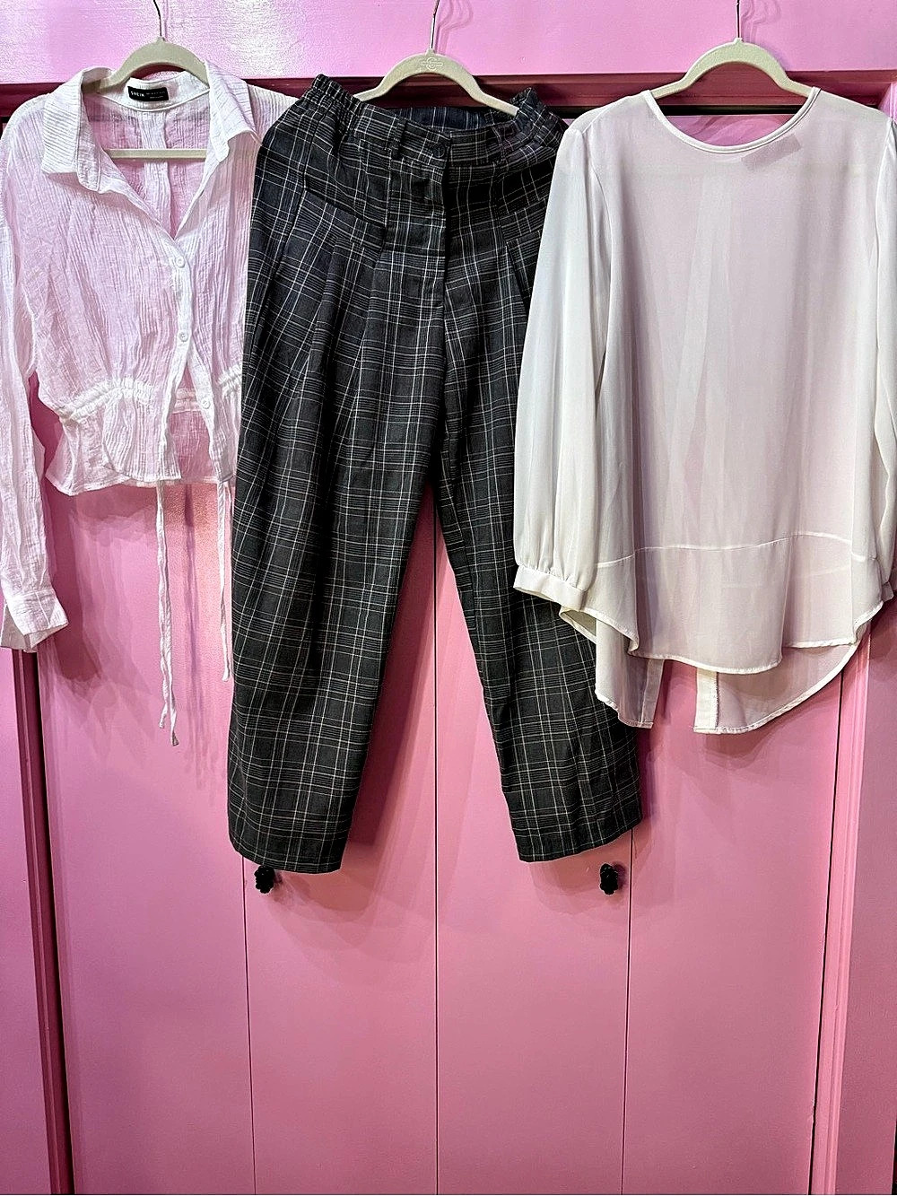 3-Piece Dark Academia Lot Size Large AKIRA Split Back Tunic Plaid Trousers Tops